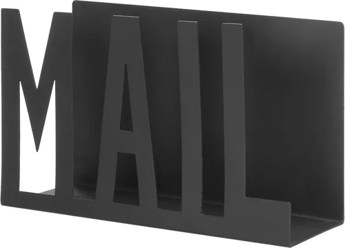 Miniatura 6 de MyGift Organizador de correo para encimera, moderno, de metal, negro, con diseño de letras de correo recortado, sobre de escritorio de oficina