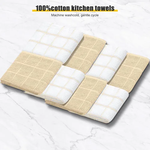 Miniatura 3 de Juego de 12 manoplas de cocina con soportes para ollas, juego de 12 paños de cocina, guantes de horno, almohadillas resistentes al calor a 500 Beige