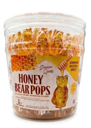 Miniatura 9 de Pink Bear Pops Lollipop Suckers: caramelos de oso bebé envueltos individualmente en un palo por Espeez - Bubble Gum Bears (24 unidades)