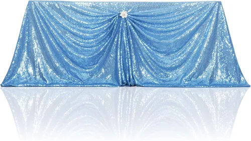 Miniatura 124 de PartyDelight Mantel de lentejuelas redondo de 50 pulgadas, color dorado claro, adorno de mesa para decoración de bodas, fiestas, cumpleaños
