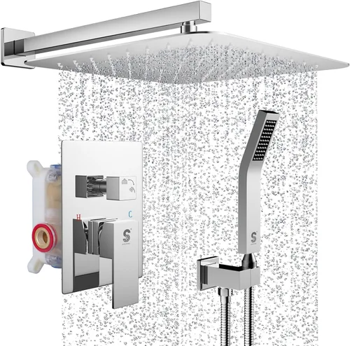 Miniatura 39 de SR SUN RISE ORB - Juego de cabezal de ducha cuadrado y mango de lluvia, accesorios de ducha montados en la pared, kits de reparación de grifo