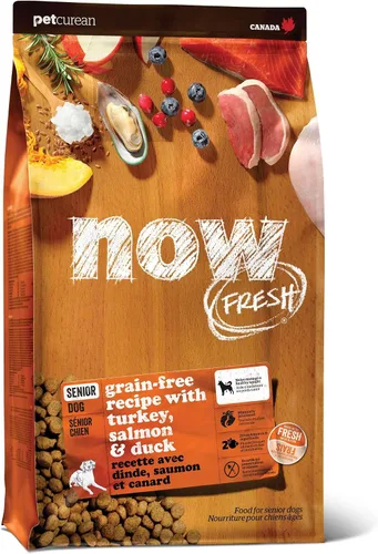 Now Fresh Alimento seco para perros sin granos, carne y pescado reales, pavo, salmón y pato receta para personas mayores, tamaño de todas las razas,