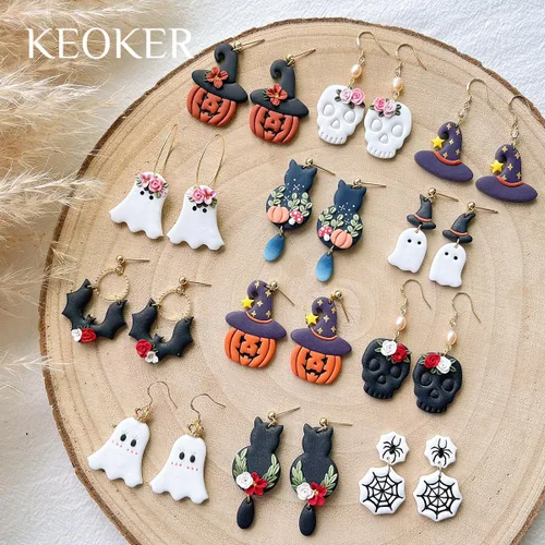 Miniatura 6 de KEOKER Cortadores de arcilla polimérica de Halloween, cortadores de arcilla para la fabricación de aretes de Halloween, 20 formas de aretes de TODOS