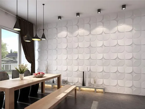 Miniatura 6 de Kingsman - Paneles de pared 3D de 19.6 pulgadas x 19.6 pulgadas x 1 pulgadas (10 unidades), color blanquecino, material de fibra vegetal ECO