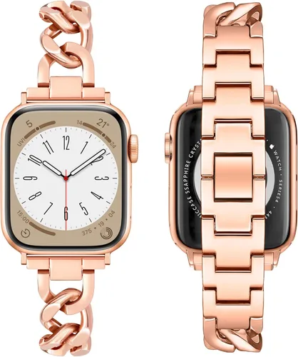 Miniatura 7 de Correas de metal para reloj para mujeres compatibles con Apple Watch para mujeres y hombres de 40 mm, 38 mm, 41 mm, 42 mm, 44 mm, 45 mm, 46 mm
