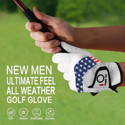 Miniatura 7 de FINGER TEN Guantes de golf para hombre, paquete de 5 unidades para mano izquierda y derecha, cómodos, suaves y con agarre para todo tipo de clima