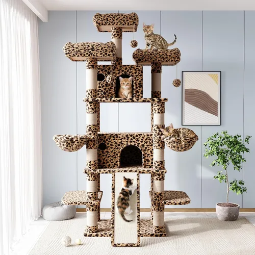 Miniatura 2 de Allewie Árbol de gato de 68 pulgadas/casa y torres para felinos grandes/poste rascador/árbol de escalada grande de varios niveles