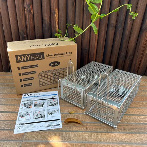 Miniatura 6 de Paquete de 2 trampas para ardillas, trampas para ratones y ratas, para atraparlos vivos, para uso en interiores y exteriores (plateado)