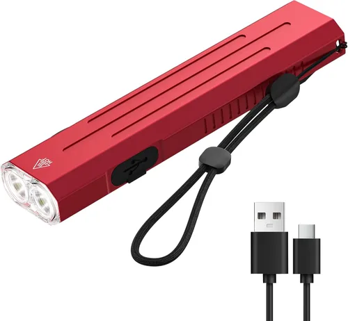 Miniatura 13 de Hoxida Linterna EDC recargable de alto lúmenes, mini linterna de bolsillo con botón estroboscópico táctico, linterna plana pequeña EDC magnética
