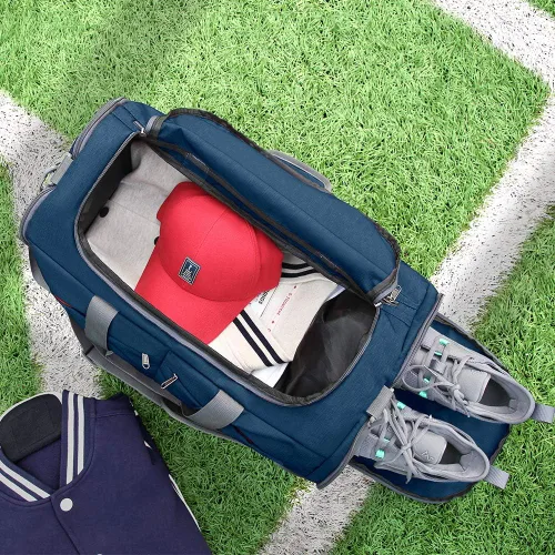 Miniatura 7 de Canway - Bolsa deportiva para gimnasio, bolsa de lona para viaje con compartimento para bolsa húmedo y para zapatos para hombres y mujeres, de 45 L