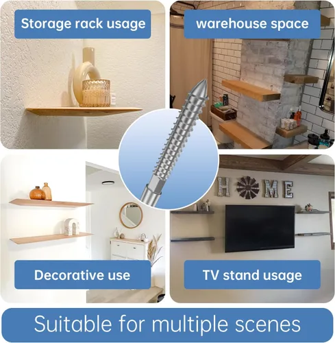 Miniatura 5 de Soportes de soporte ocultos para estante flotante (6 piezas) y accesorios de acero para la instalación, con guía de taladro, soportes ocultos