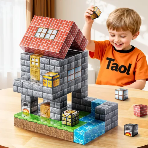 Miniatura 5 de Bloques Magnéticos de Juguete para Niños, 110 PCS Bloques de Construcción Magnéticos, Juguete de Apilamiento Sensorial STEM Montessori para Niños