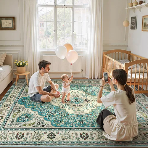 Miniatura 107 de Lahome Alfombra Bohemia Tribal Lavable de 3 x 5, Alfombras Antideslizantes para Entrada, Dormitorio, Sala de Estar, Vintage, Ultra Suave, No