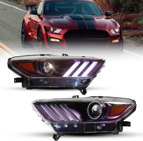 Winjet Conjunto de faros delanteros LED para Ford Mustang Coupé y convertible 2015-2017, proyector colorido para Ford Shelby GT350 2016-2020 / Ford