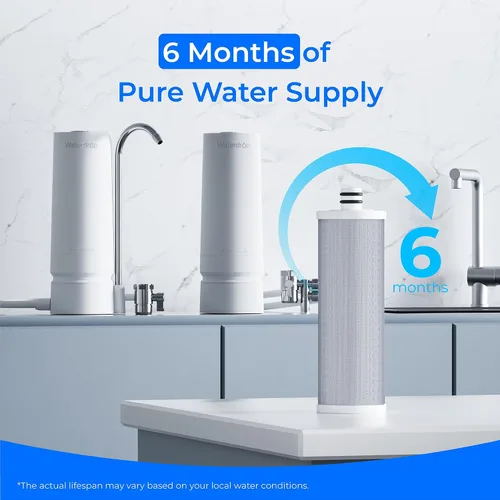 Miniatura 4 de Waterdrop WD-CFF-03 Filtro de agua de repuesto, filtro de agua para encimera, vida útil de 4000 galones, filtros de agua de repuesto para fregadero