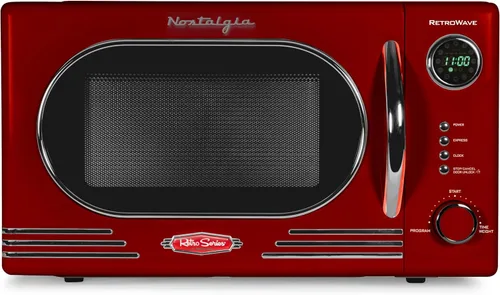 Miniatura 31 de Nostalgia Retro - Horno microondas de 1000W, capacidad de 1.1 pies cúbicos – Bloqueo de seguridad para niños, 8 ajustes de cocción automática