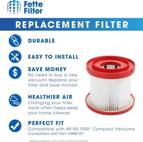 Miniatura 4 de Fette Filter - 4 filtros HEPA para aspiradora en seco y húmedo compatible con Milwaukee 49-90-1900 para aspiradora húmeda/seca de galón M18 de 2