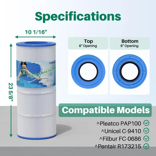 Miniatura 2 de El filtro de piscina CC100 reemplaza Pentair Clean and Clear 100, CCRP100, PAP100, PAP100-4, Ultral-C3, Unicel C-9410, R173215, Filbur FC-0686