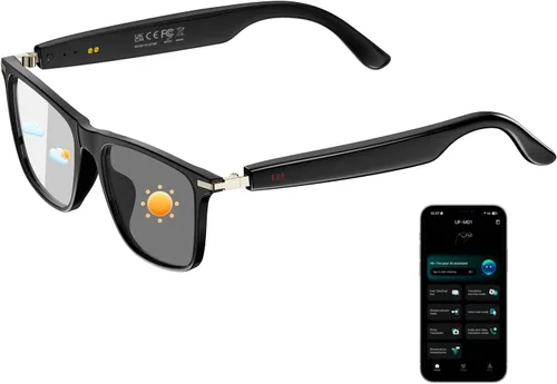 Gafas Inteligentes AI para Hombres y Mujeres, Gafas de Traducción AI Fotocromáticas, Soporta 165+ Idiomas, Control Táctil y Resistente al Agua IPX5,