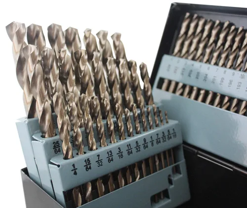 Miniatura 8 de Accusize Industrial Tools M35 H.S.S. Plus Juego de brocas métricas de cobalto al 5%, punta dividida de 135 grados, 1 a 0.394 in por 0.020 in en caja