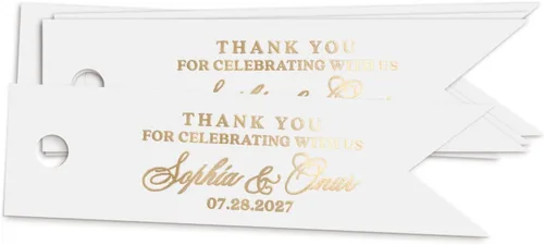 Etiquetas de agradecimiento personalizadas para recuerdos de boda, tarjetas colgantes personalizadas para bolsas de regalo, elegantes decoraciones