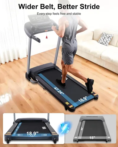 Miniatura 2 de Ateedge Cinta de correr resistente para el hogar, 18% de inclinación automática, capacidad de 400 libras, 3.5 HP, velocidad de 0.5 a 12 MPH
