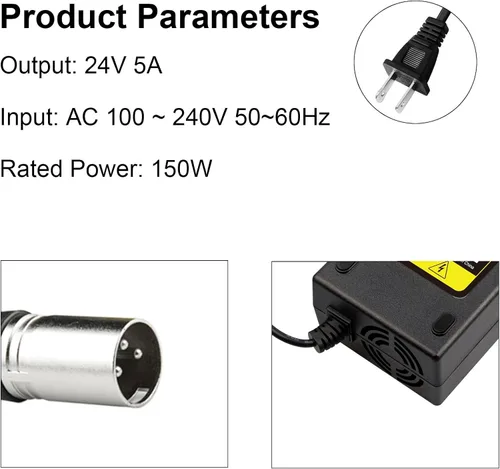 Miniatura 4 de Cargador XLR macho de 29V 5A de 3 pines para batería de 24 V para movilidad del orgullo, silla eléctrica Jazzy, Lakematic, Golden Technologies