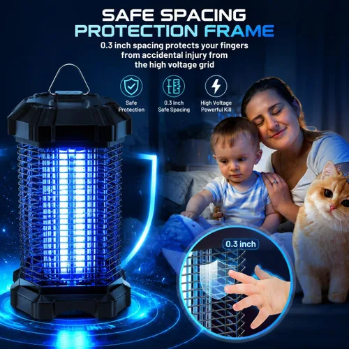 Miniatura 6 de Eliminador de insectos al aire libre, eliminador de mosquitos eléctrico de 4200 V para interiores, eliminador de insectos