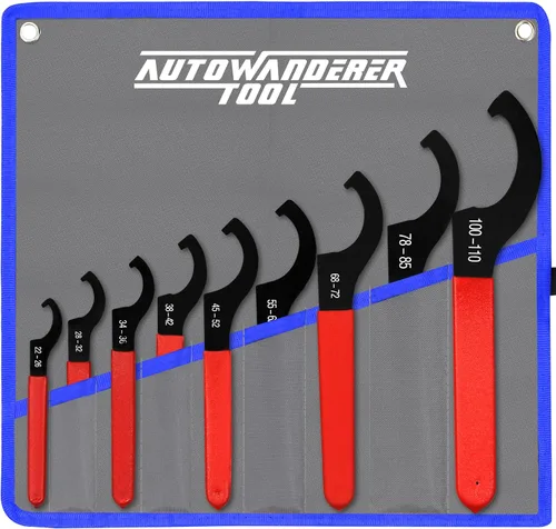 Miniatura 2 de Juego de 9 Piezas de Llaves Spanner para Coilover, Llave de Amortiguador Ajustable Spanners Universales de Acero al Carbono para la Mayoría de Azul