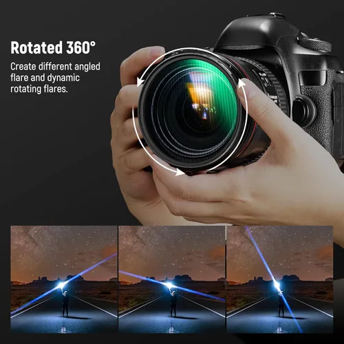 Miniatura 4 de NEEWER Filtro de rayas azules de 2.047 in, vidrio óptico HD giratorio de 360 °, filtro de lente de efectos especiales de llamarada anamórfica, marco