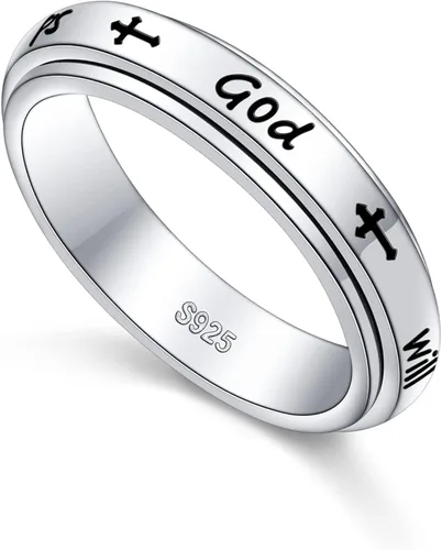 Anillo giratorio de plata de ley S925 para aliviar la ansiedad y la preocupación, anillo inspirador para aliviar el aburrimiento y el autismo para