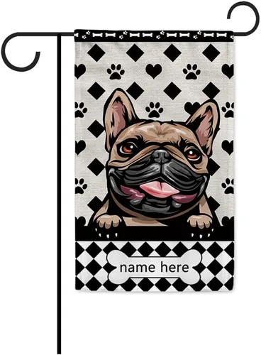 Miniatura 11 de Bandera personalizada de jardín para perro, lindo perro salchicha salchicha, lunares, búfalo, bandera a cuadros para decoración del hogar al aire
