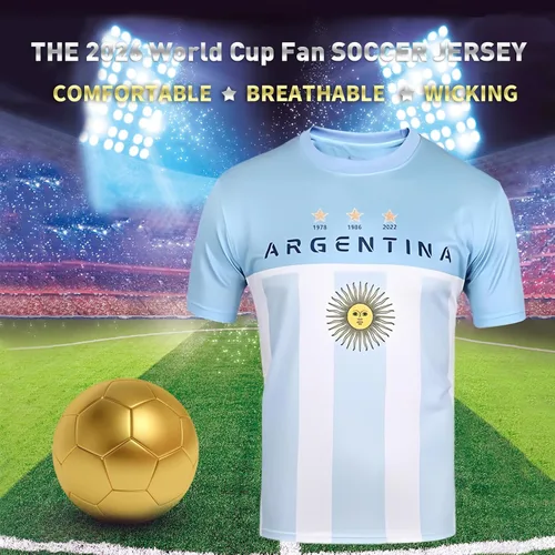 Miniatura 3 de Camiseta de fútbol para fanáticos de la Copa del Mundo 2026 - Argentina, Brasil, México y Estados Unidos