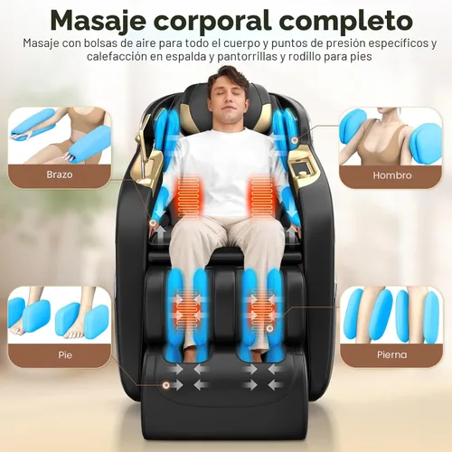 Miniatura 4 de TLIFE Silla de masaje de cuerpo completo, reclinable de gravedad cero de 160° con escaneo corporal, silla de masaje Shiatsu SL-Track de 50 pulgadas