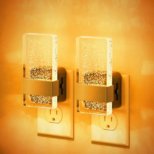 Miniatura 17 de JandCase Luces nocturnas enchufables a la pared, sensor de atardecer a amanecer, LED blanco suave de 3000 K, diseño acrílico, brillo ajustable de 0