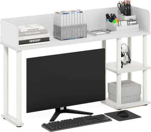 Miniatura 11 de Furinno Estante de escritorio clásico, gabinete de escritorio de 5 estantes, estante para libros, organizador de escritorio de 3 niveles