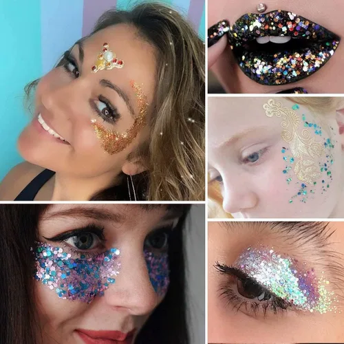 Miniatura 8 de Licool - Brillantina gruesa holográfica, juego de 12, purpurina artesanal para manualidades de resina, purpurina cosmética para uñas, cuerpo, cara