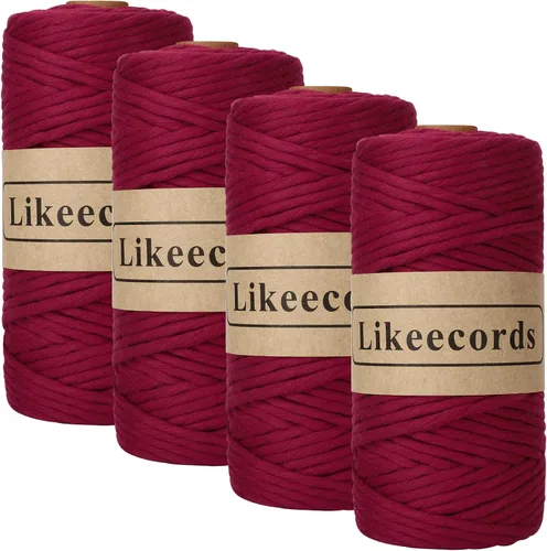 Miniatura 32 de Likeecords - Cuerda de macramé de 4 mm de un solo hilo, 80 m de cuerda de macramé colorida, cuerda de algodón para macramé, cuerda de algodón