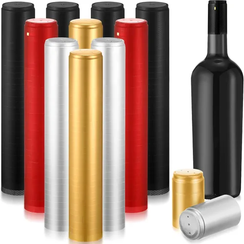 Miniatura 9 de Zonon 200 Piezas de Cápsulas Termorretráctiles de PVC para Botellas de Salsa Picante, Botellas Woozy de Vino de 28 x 50mm, Cápsulas de Tapas Negro