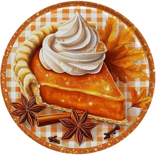 Letrero Redondo de Metal de Otoño Pastel de Calabaza Letrero Vintage de Estaño Letrero de Aluminio Retro para Patio Jardín Interior Exterior Corona