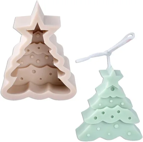 Tone Fun Moldes de silicona con forma de árbol de Navidad de estrella para hacer velas, resina, velas de aromaterapia, jabón de cera hecho a mano,