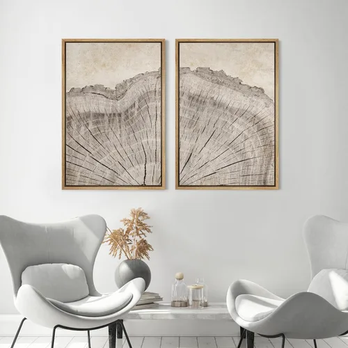 Miniatura 4 de MUDECOR Impresión en Lienzo Enmarcado Arte de Pared Anillos de Árbol de Madera de Roble Ilustración de la Naturaleza Arte Moderno Decorativo