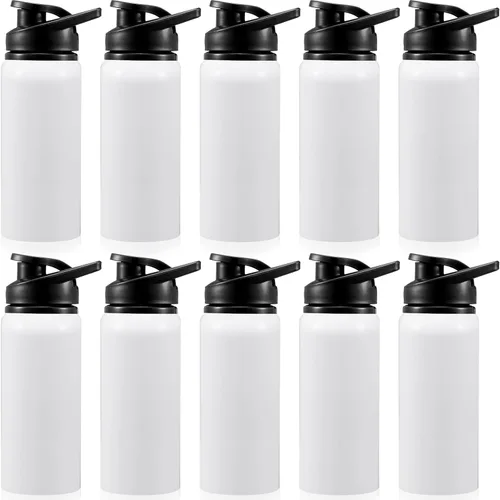 Miniatura 9 de 10 botellas de agua de aluminio de 17 onzas reutilizables con tapa a presión para bicicleta, botella de agua de metal, ligera, portátil, a prueba