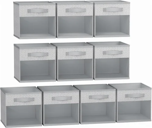 Miniatura 9 de DIMJ Cubo de almacenamiento, 6 paquetes de contenedores plegables con asas, contenedores de tela para organización, cubos organizadores