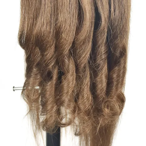 Miniatura 5 de Cabeza de maniquí con 100% cabello humano peluquería práctica entrenamiento cabezas muñeca cosmetología peinado maniquíes cabezas con abrazadera