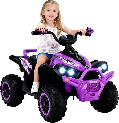 OLAKIDS Ride on ATV, vehículo de juguete con batería de 12 V para niños de 4 ruedas para niños pequeños, vehículo cuatrimoto motorizado trasero