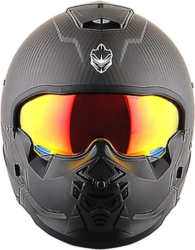 Miniatura 4 de Martian Genuine Real Carbon Fiber Motorcycle Full Face Helmet HB-B2 Open Face Glossy Carbon Black, DOT Approved
