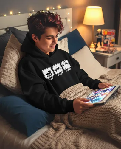 Miniatura 4 de Tstars Eat Sleep Anime Sudadera con Capucha - Sudaderas con Capucha Unisex de Manga Japonesa - Regalo para Fanáticos de Otaku