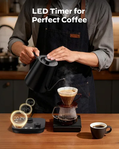 Miniatura 5 de Silonn Hervidor de cuello de cisne, hervidor eléctrico con control preciso de temperatura de ±1 °F, café pour-over, mantiene 212 °F por 4 horas