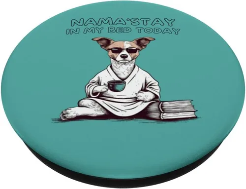 Miniatura 2 de Nama'stay In My Bed Today, Funny Dog Yoga PopSockets Swappable PopGrip